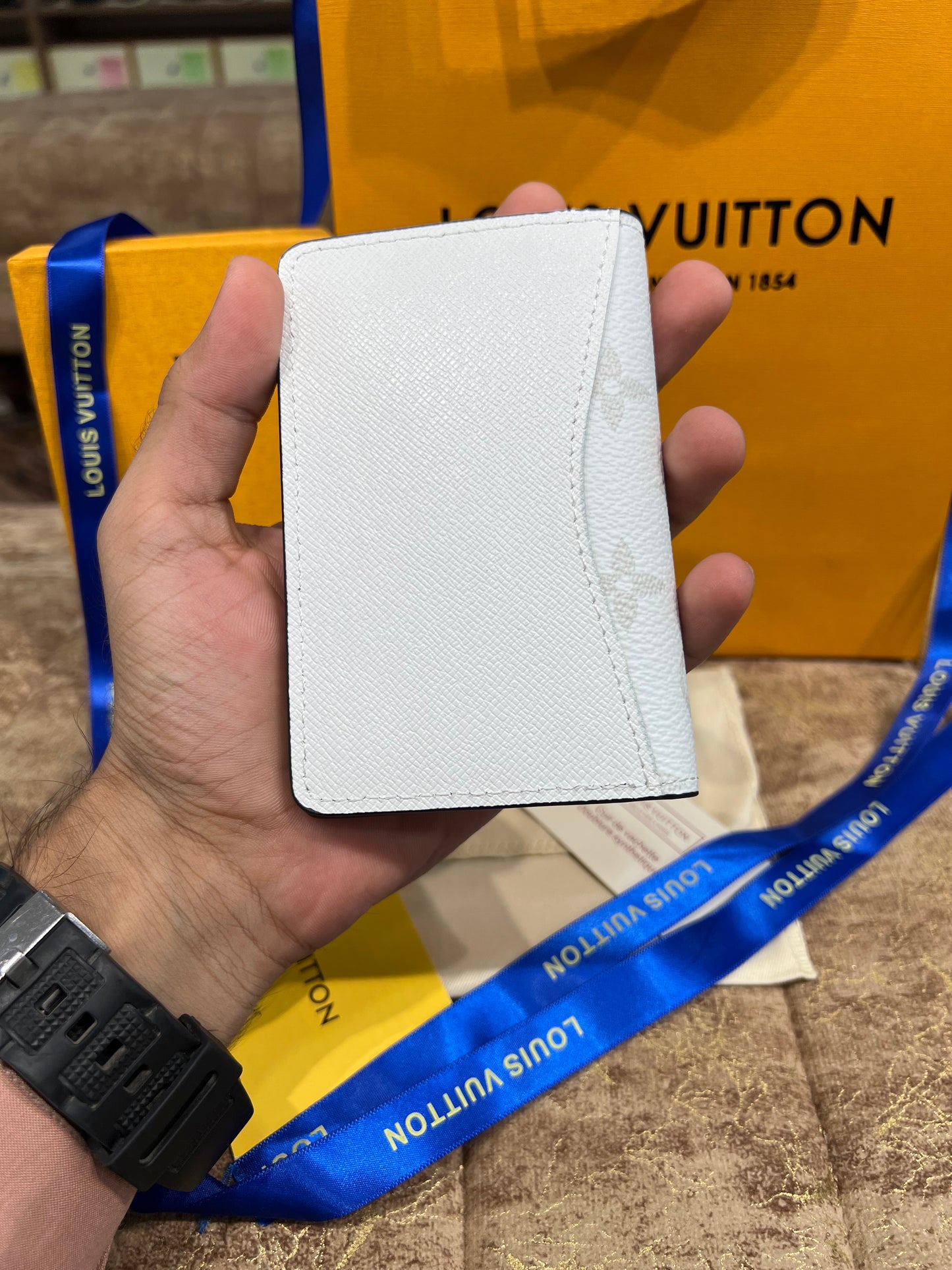 LV White Pocket Organizer Wallet