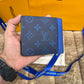 LV Blue Logo Printed Wallet