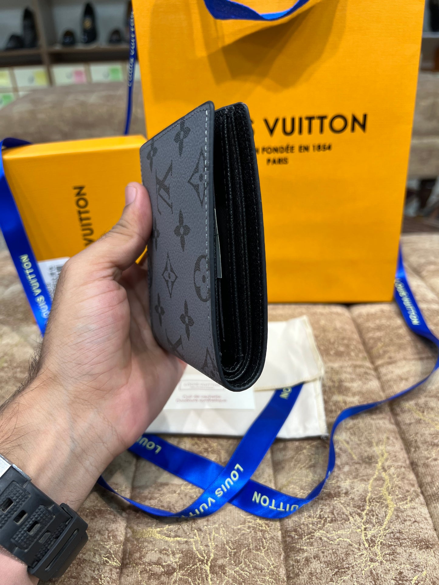 LV Grey Printed Logo Wallet