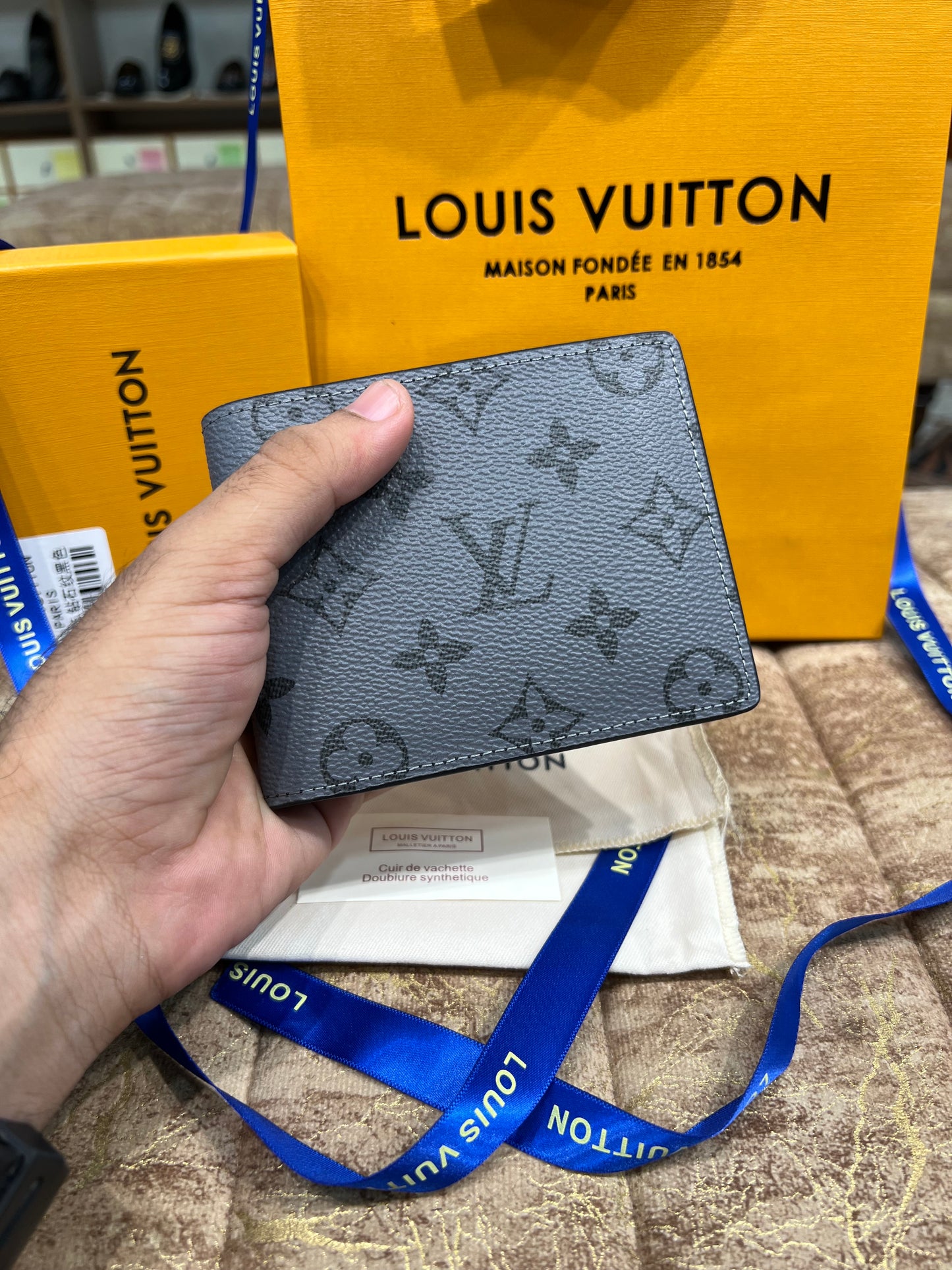 LV Grey Printed Logo Wallet