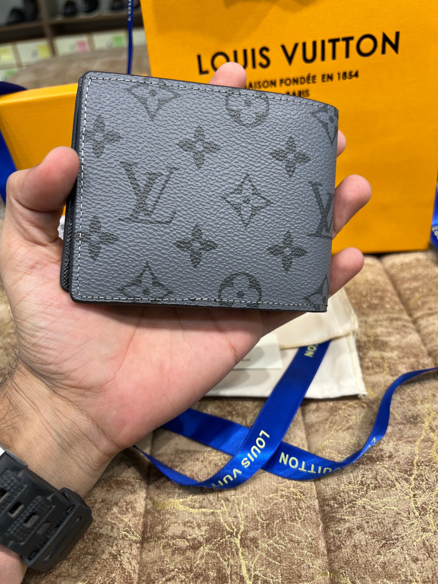 LV Grey Printed Logo Wallet