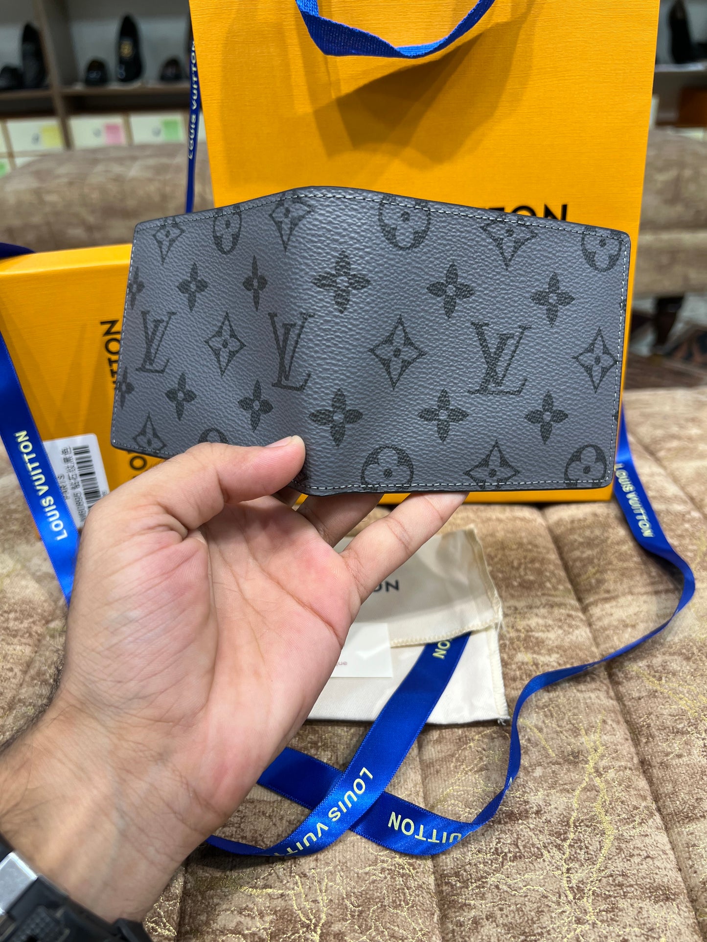 LV Grey Printed Logo Wallet