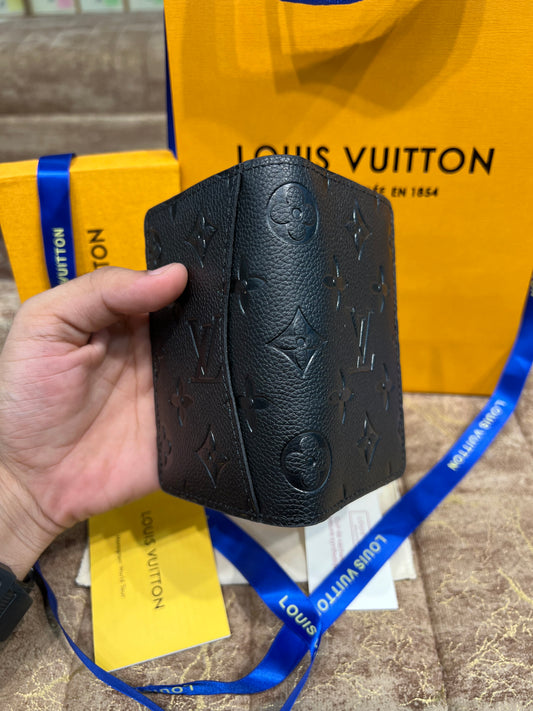 LV Black Embossed Pocket Organizer Wallet