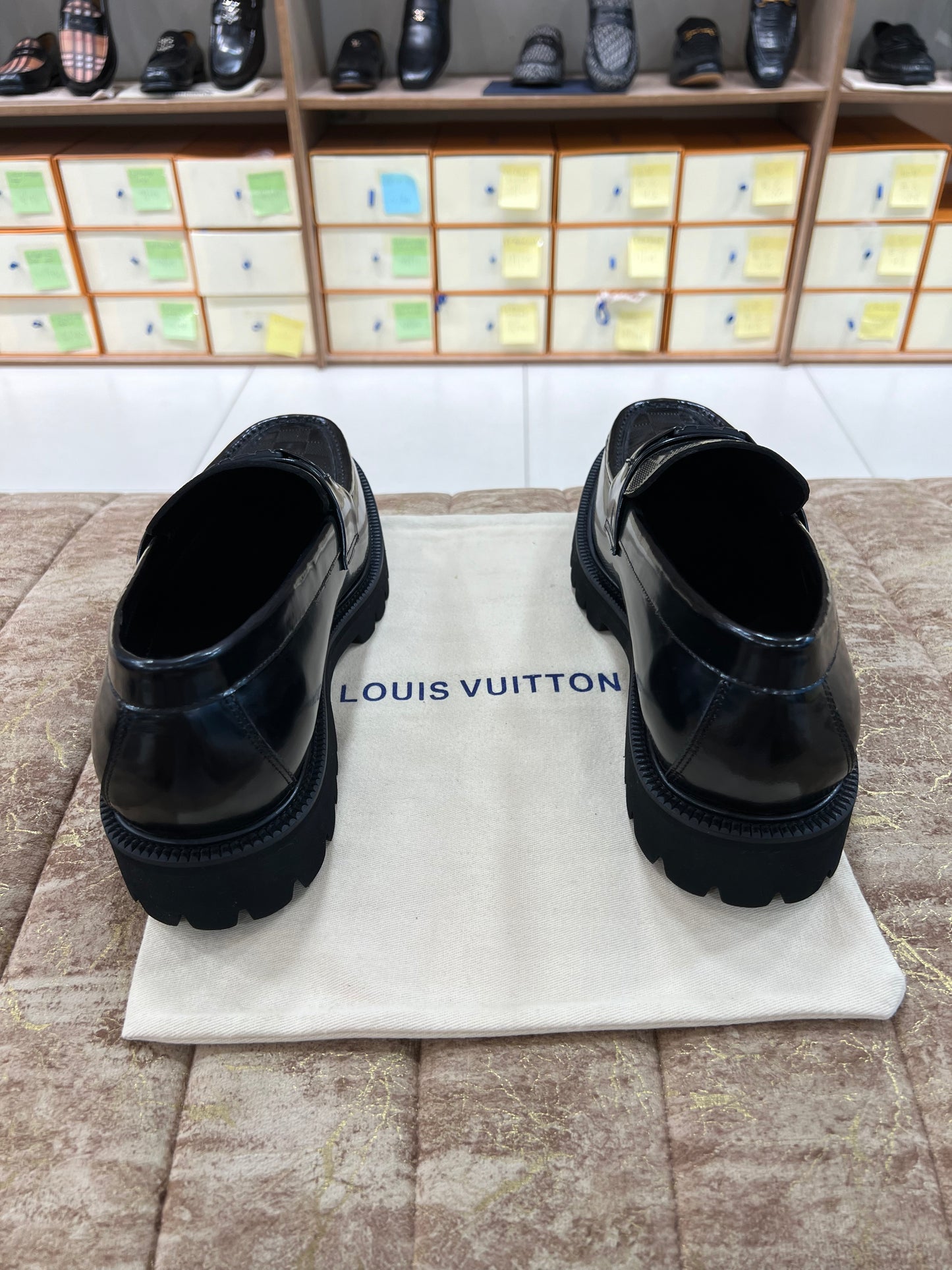 . Louis.Vuitton Black High Heel Major Loafers