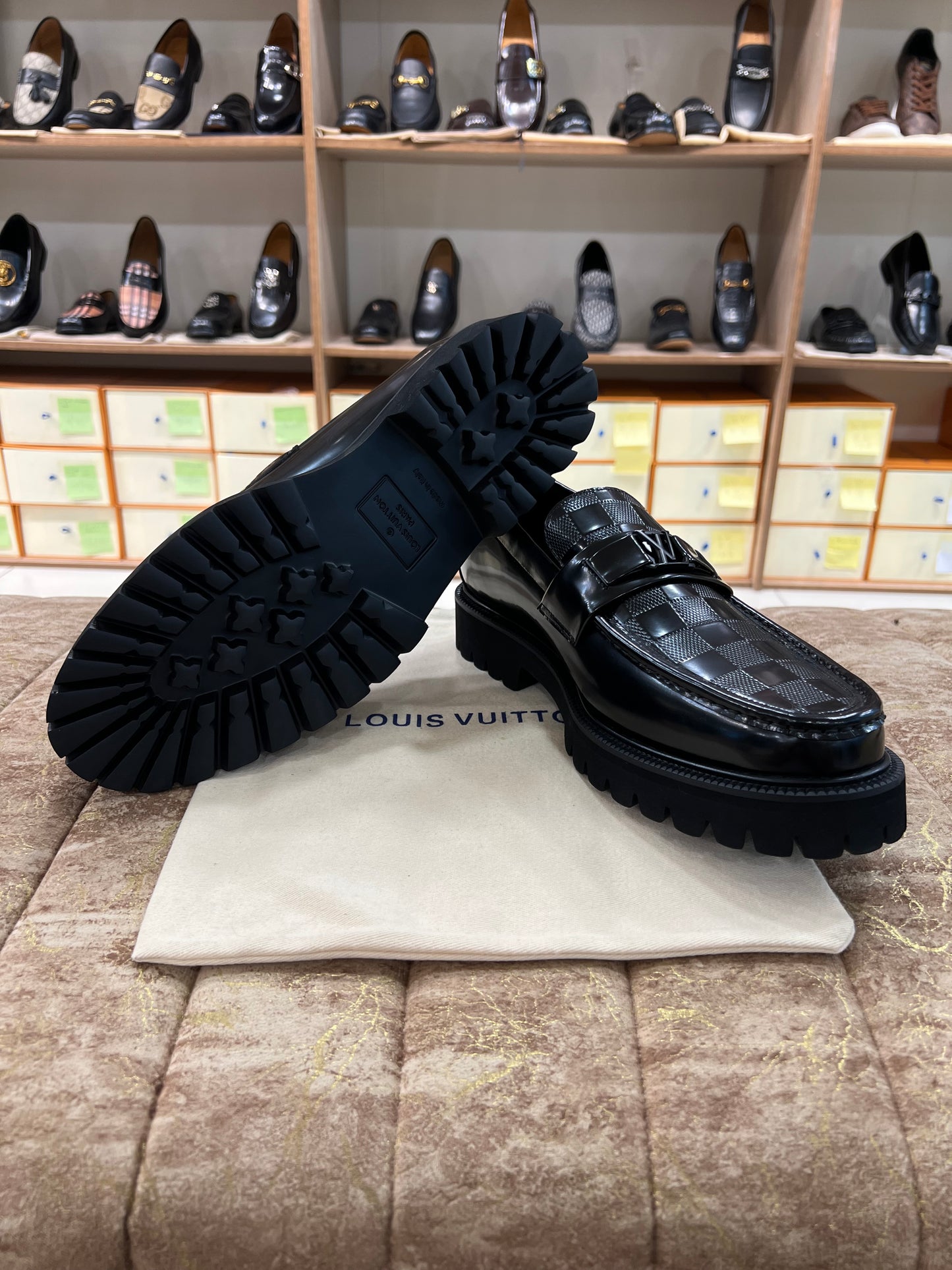 . Louis.Vuitton Black High Heel Major Loafers