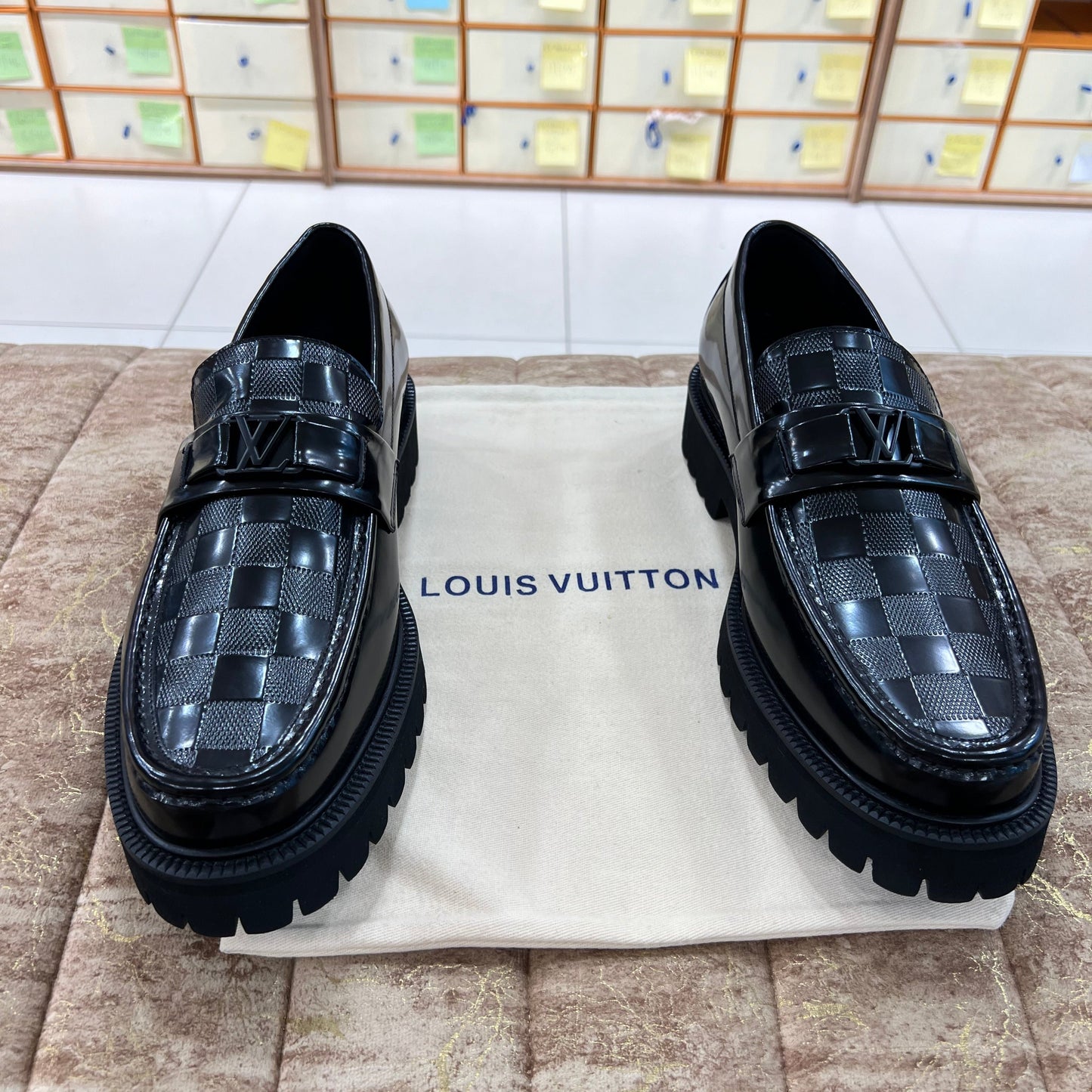 . Louis.Vuitton Black High Heel Major Loafers