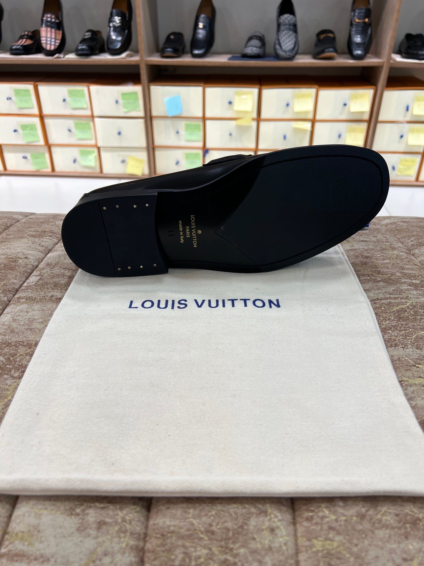 . Louis.Vuitton Black Embossed Major Loafers