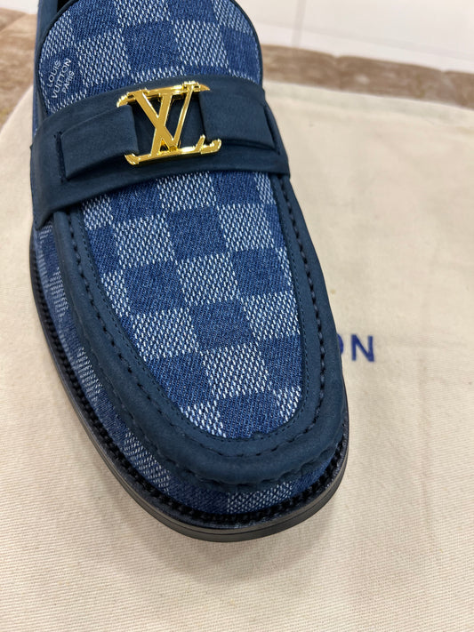 Louis.Vuitton Blue Check Major Loafers