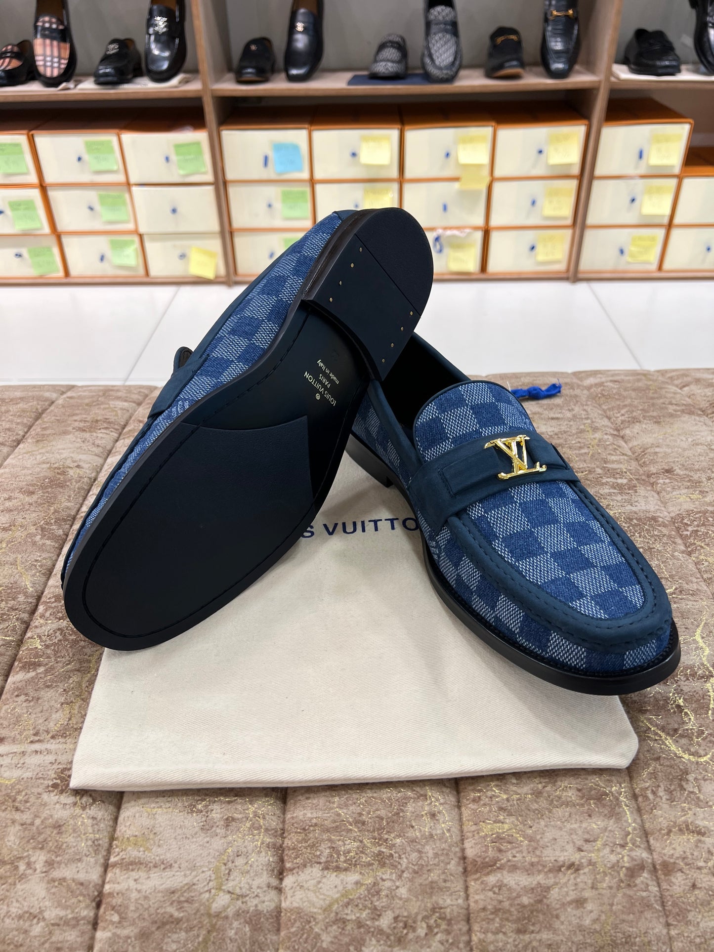 Louis.Vuitton Blue Check Major Loafers