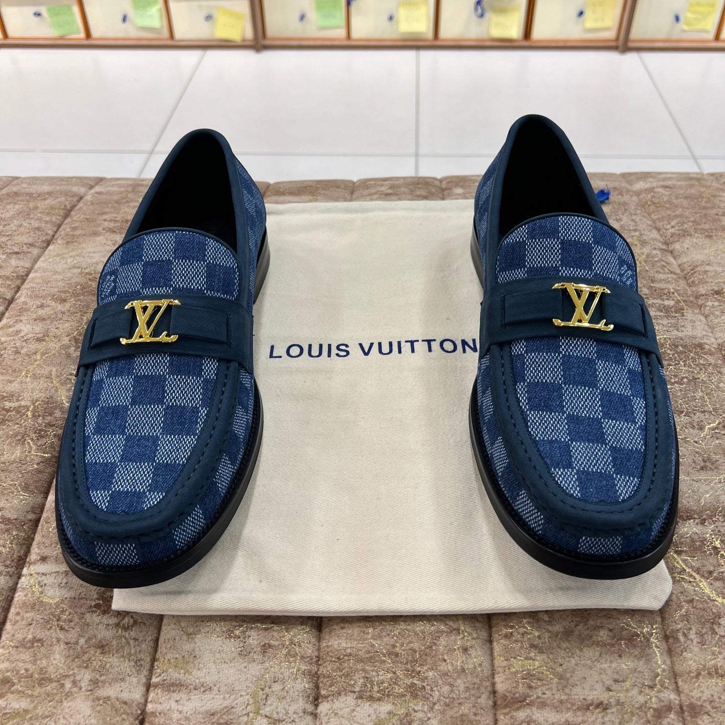 Louis.Vuitton Blue Check Major Loafers