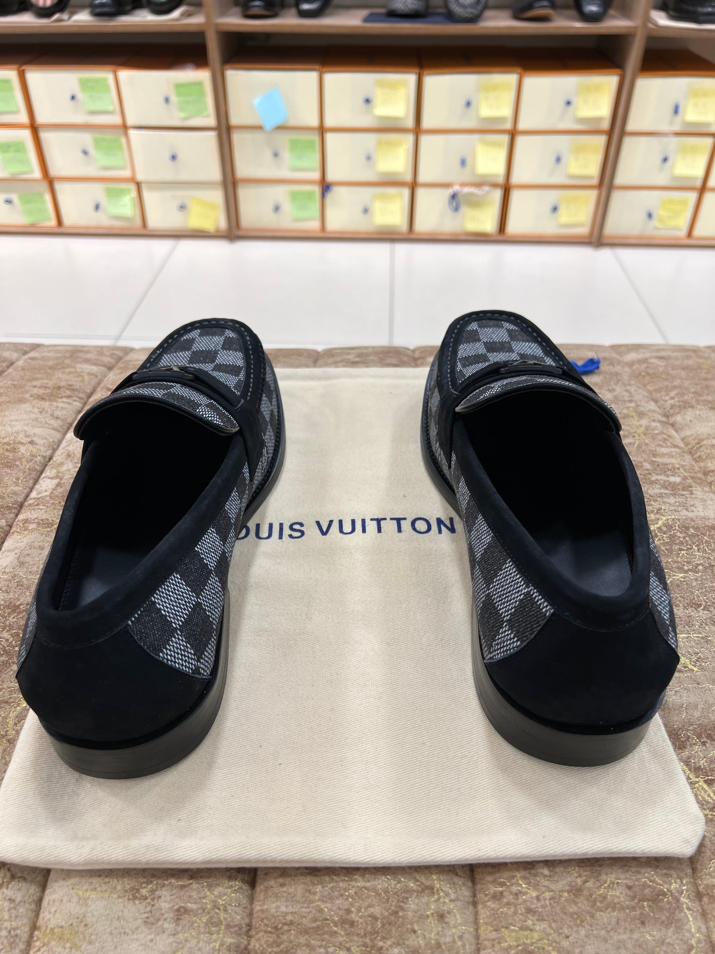 . Louis.Vuitton Black Check Major Loafers