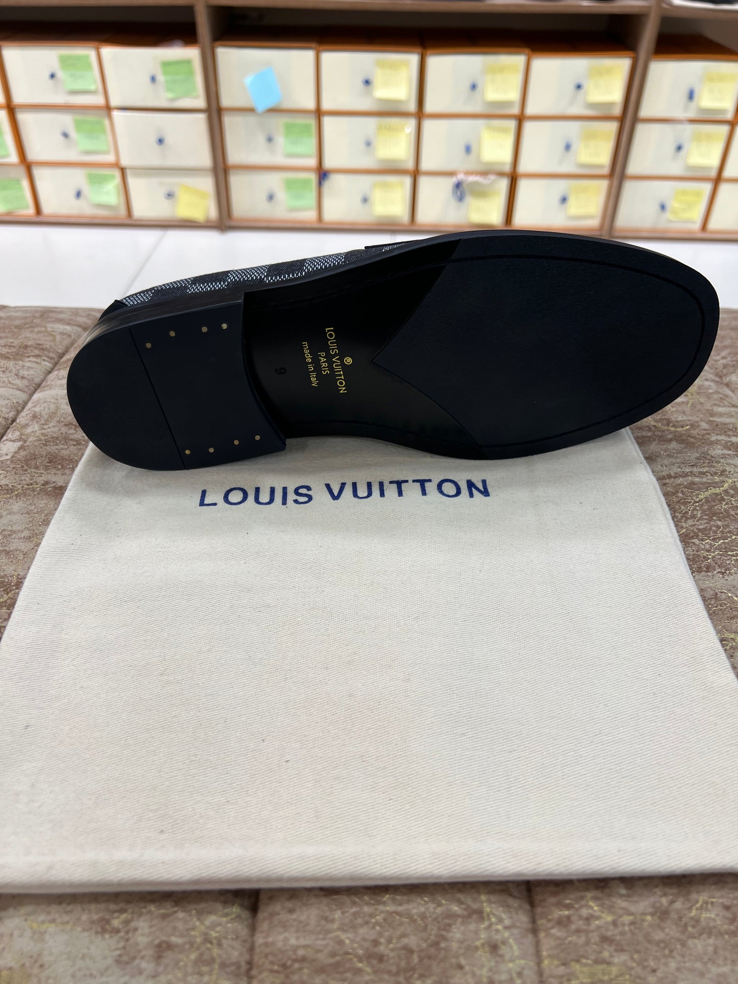 . Louis.Vuitton Black Check Major Loafers