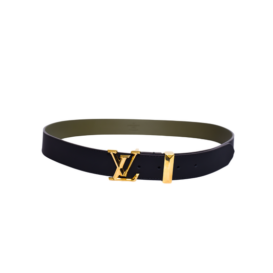 Louis.Vuitton Golden Logo Black Belt