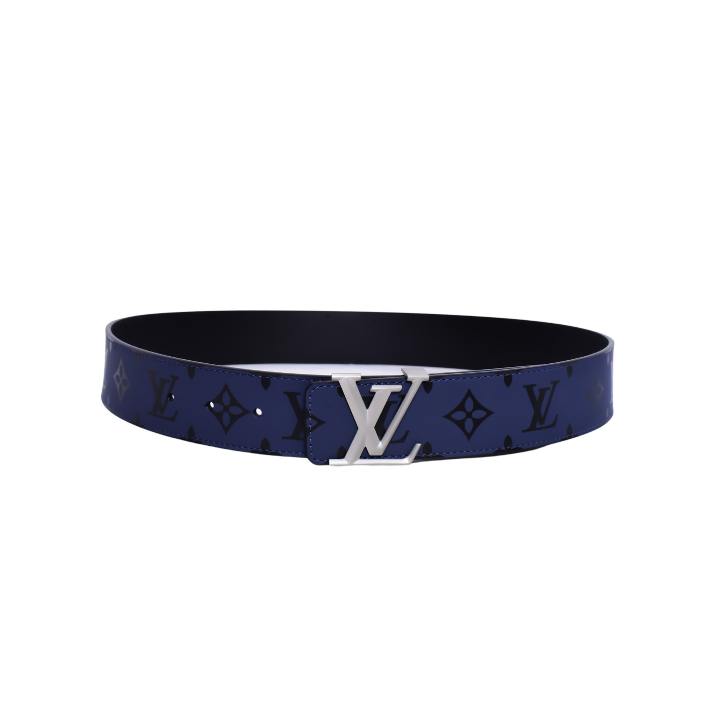 Louis.Vuitton Logo Print Black Blue Belt