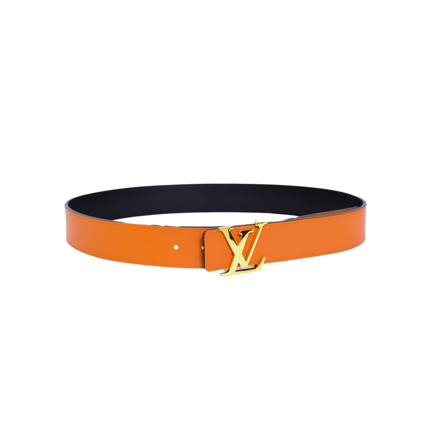 Louis.Vuitton Logo Orange Black Belt