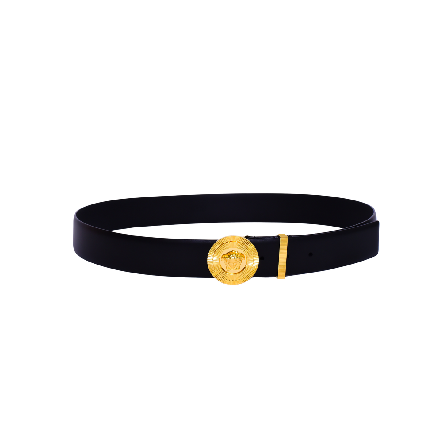 Versace Round Golden Logo Black Belt